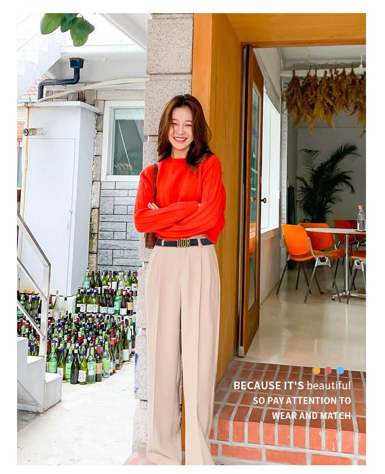 Women's Korean Style Leather Belt with Letter Buckle - Minimalist Fashion Belt for Skirts and Pants