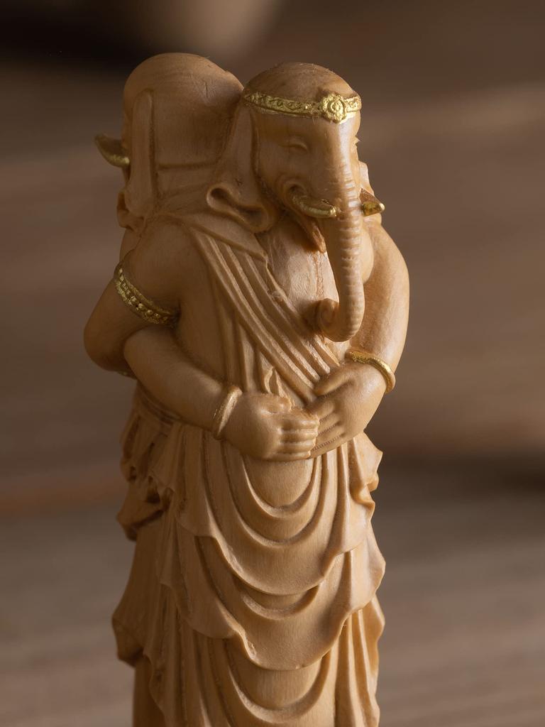 Tiny Buddha Kangiten gold clay Ganesha Buddha Statue Figure Wood Carving Ornament 8.8cm (Wooden Boxwood, finish)_Shoten (GSB Kangiten)