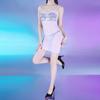 Women Exotic Dress Lace Top Oil Shiny Bodycon Dresses Silky Ultra-Thin 5D See Through Elastic Nightdress Night Club Wear