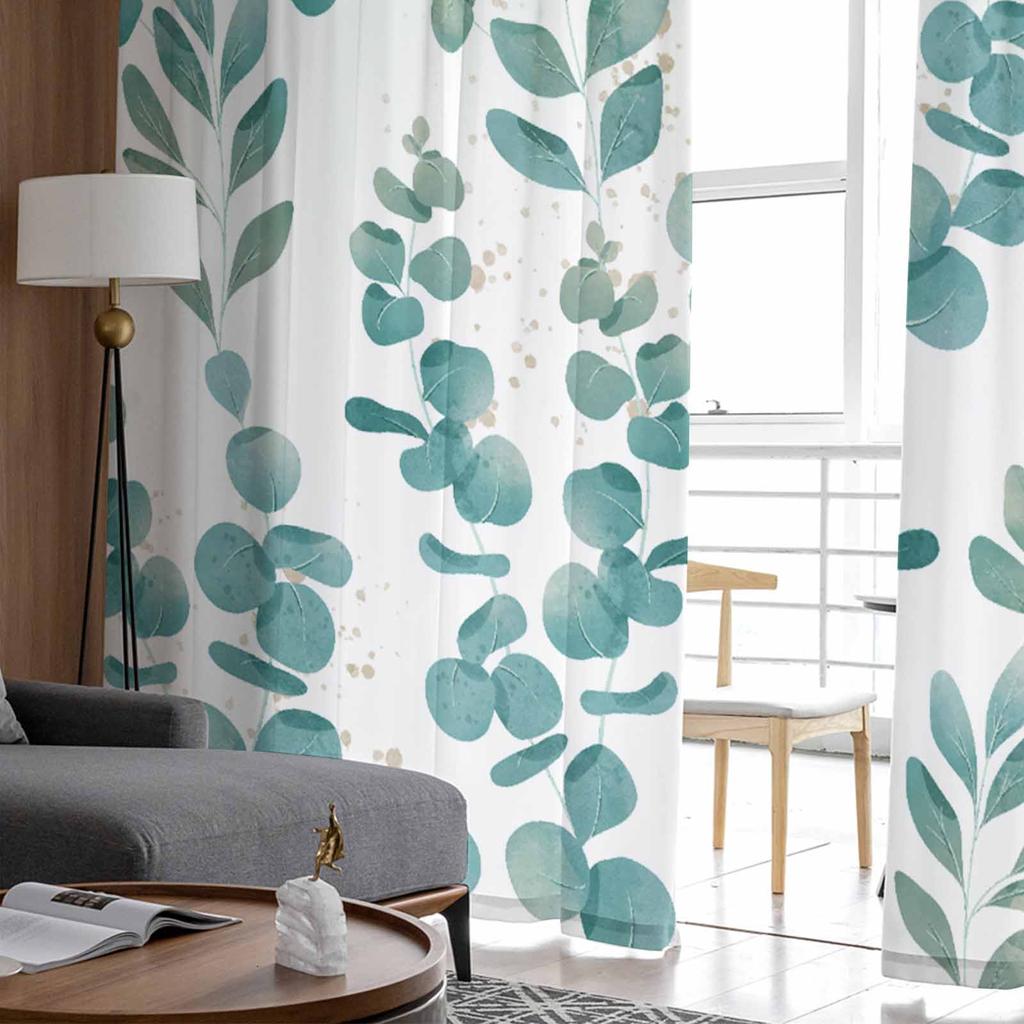 Pflanzenfarbe Floral Pastoral Aquarell Schlafzimmer Vorhänge Tüll Transparenter Vorhang Wohnzimmer Heimdeko Voile Vorhänge