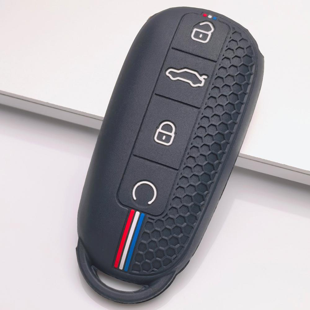 Soft Silicone Car Key Ring Strap for Chery Tiggo 7 Pro Arrizo 8 OMODA 5 Jetour Traveler Honeycomb Texture Racing Stripe Key Ring Holder Protector