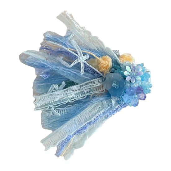 

Girl Hairpin Three-Dimensional Flowers Bead Embellishments Hair Pin Mesh Tassels Strong Grip Hair Clip Hair Styling Tool синий