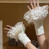 Женские вязаные манжеты с оборками, рукава-обманки, стиль Лолита, черные, белые, кружевные манжеты, модные аксессуары