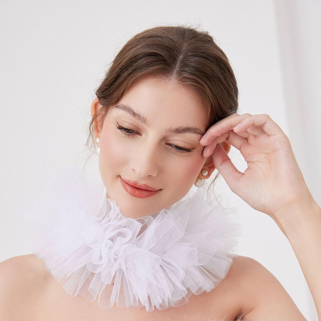 Detachable Ruff Collar Decorative Puff Collar for Costume Masquerades Party Cosplay Accessory Evening Dress Neckwear