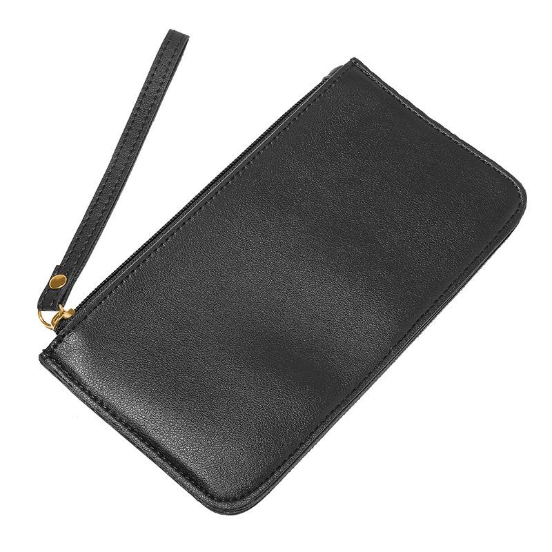 Women Vintage Long Wallet PU Leather Zipper Wallet Soild Color Large Capacity Card Holder Bag