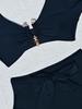 2024 Women's V-Neck Bikini Swimsuit with Metal Accessories - High Waist Two-Piece