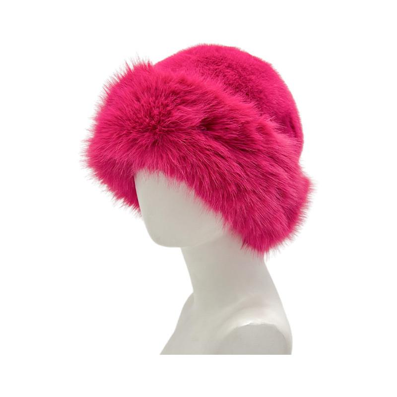 Plush Faux Fur Fisherman Hat Solid Color Thickened  Furry Stylish Winter Warm