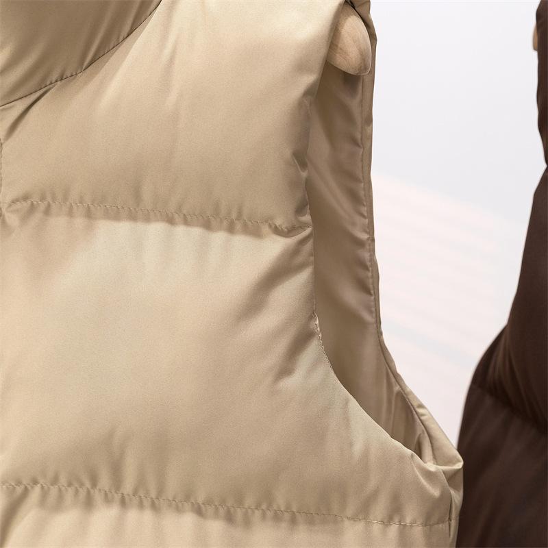 Gilet da donna autunno e inverno colletto spesso caldo sezione corta senza maniche in cotone canottiera giacca