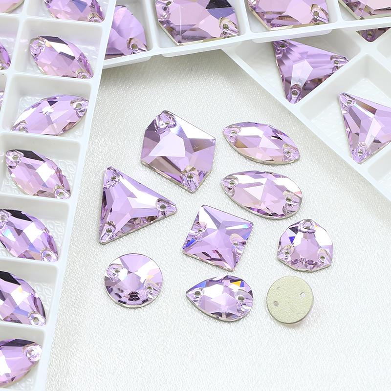 Dongzhou Crystals Luxury Quality Flatback Non-Hotfix Sew On Rhinestones Mix Shaped Violet Color DIY Garment Sewing Accessories