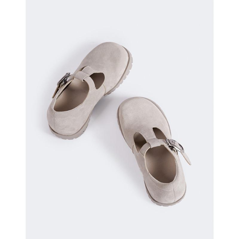 New retro shallow mouth casual wear leather Mary Jane shoes women's versatile comfortable soft sole one-word buckle single shoes