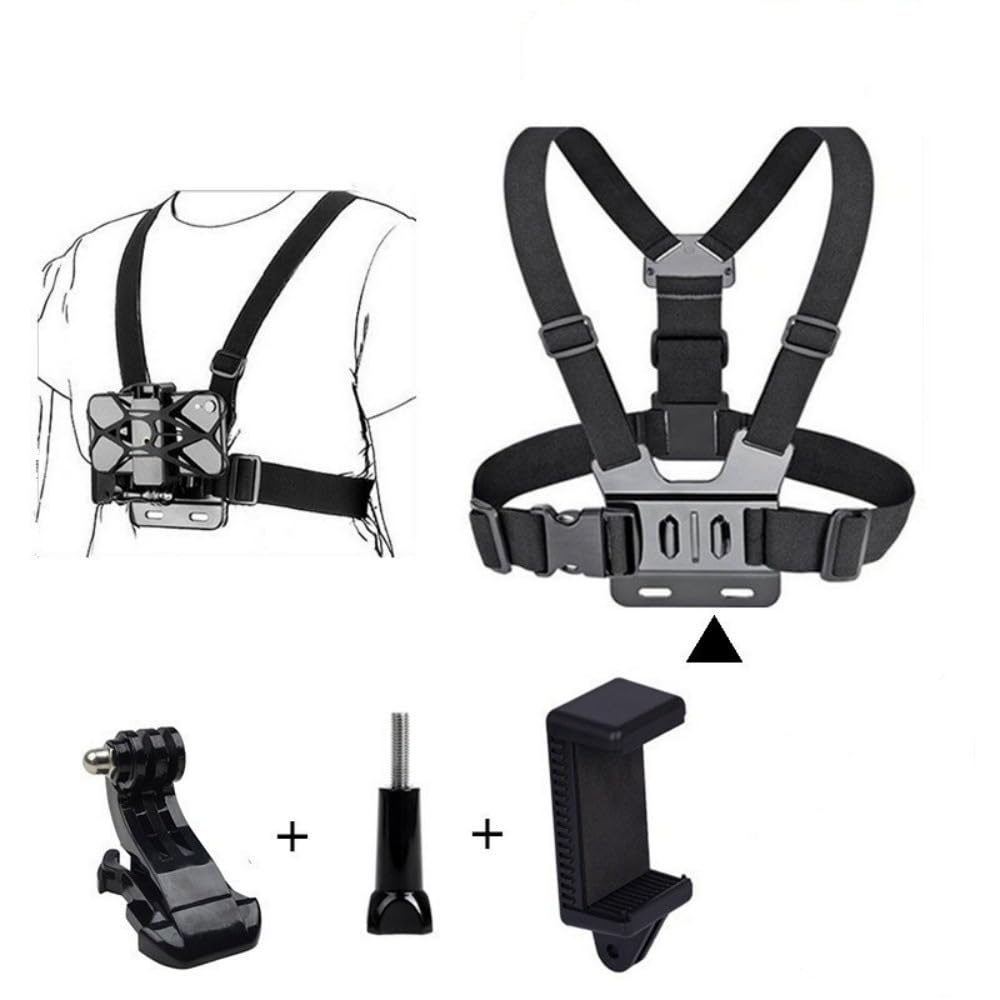 himsyuden Smartphone Camera Chest Mount Head Mount compatible with action for video live vertical and horizontal ideal for and video Stand, & (2-piece