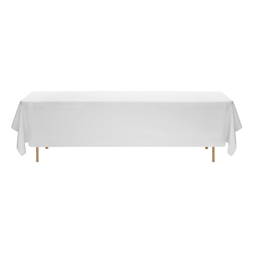White Tablecloths for Rectangle Tables, 6 Pack, 90 x 132 Inches, Reusable and Machine Washable Table Clothes, Wrinkle-Resistant Polyester Fabric Table