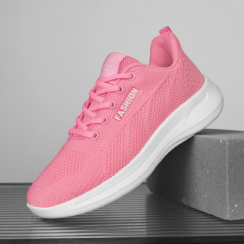 Pink Running Shoes Women Summer Outdoor Mesh Flat Walking Shoes Lightweight Comfortable Sports Breathable Sneakers for Women
