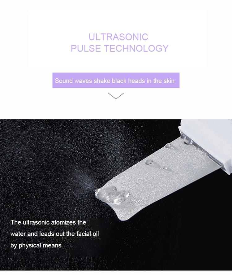 Ultrasonic Face Spatula Skin Scrubber Deep Facial Cleansing Blackhead Remover Pore Cleaner Exfoliator for Home Salon