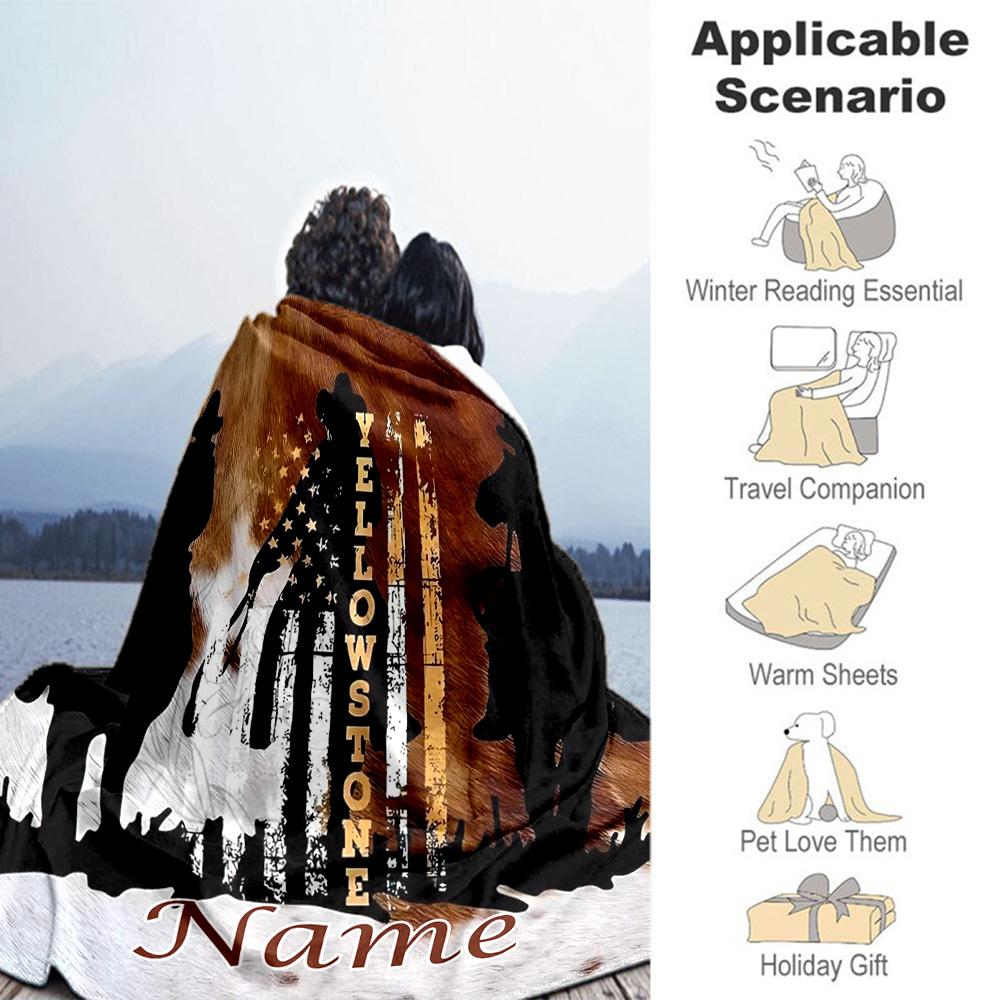 Western Cowboy566 Personalized Text Blanket Throw Customizable Blanket Warmthful Decor Great for Bedding Seaside Livingroom Picnics