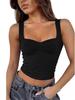 Ziyuan Y2K Spicy Girl Square Neck Backless Camisole - Slim Fit Solid Color Tank Top