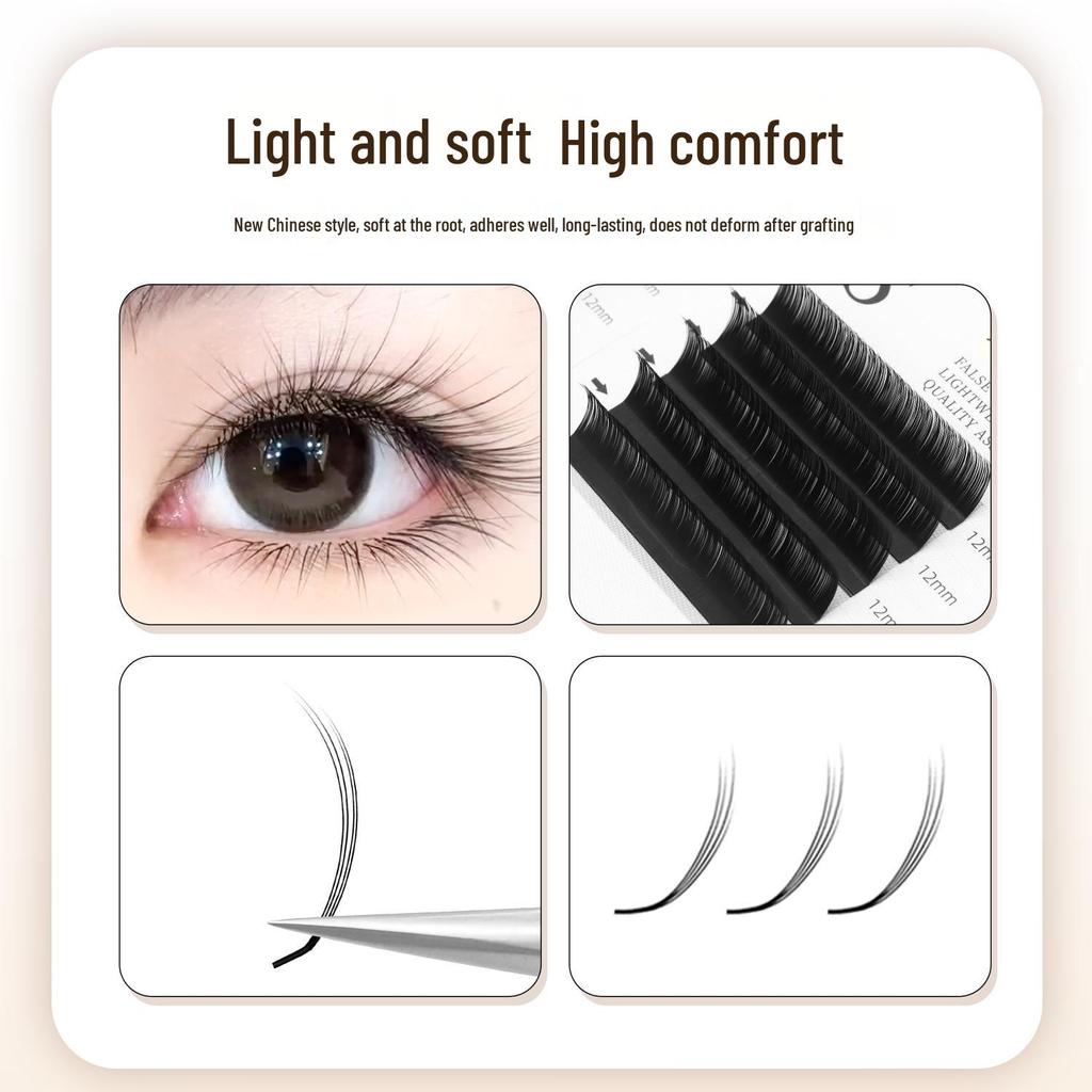 Chinese Camellia Soft Manga Lash Extensions - No Clumping, Fox Style, Super Long, Perfect for Beauty Salons