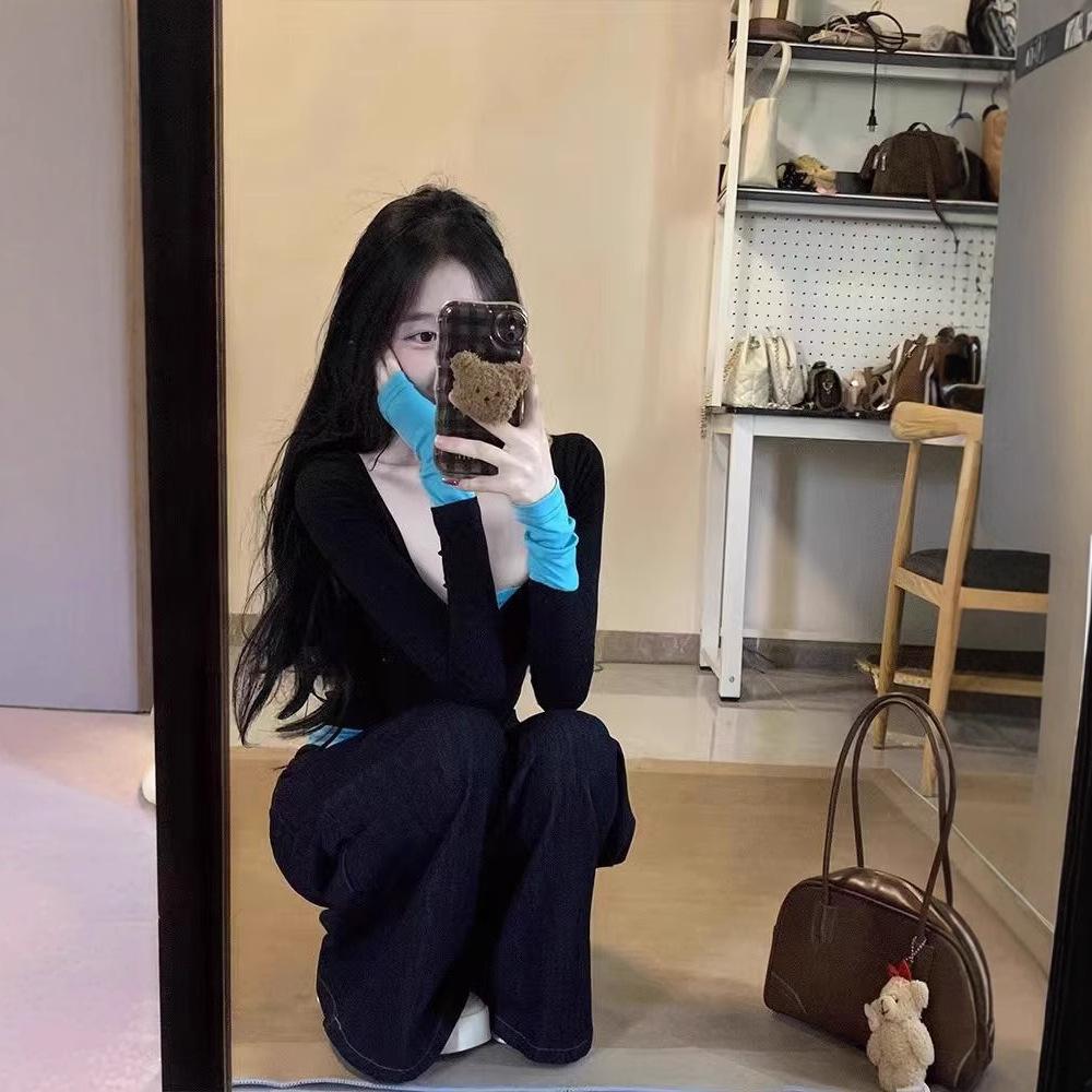 2025 Spring American Colorblock Sexy Slim-Fit Long Sleeve T-Shirt