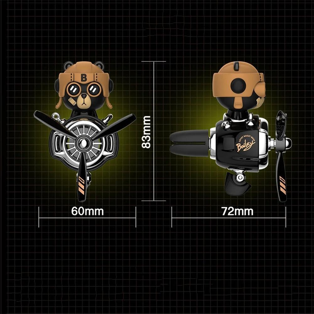 New Car Air Outlet Clip Cartoon Bear Propeller Small Airplane Shaking Head Doll Car Decoration Interior Ornaments Creative