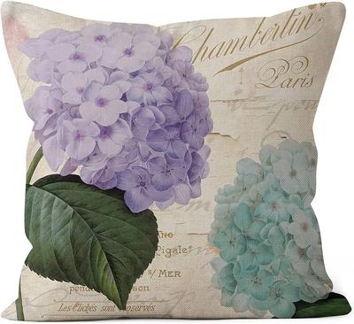 Vintage Purple Flower Linen Cushion Cover for Car Living Room Sofa Bedroom Home Decor, PillowcaseLK-BZT- ,