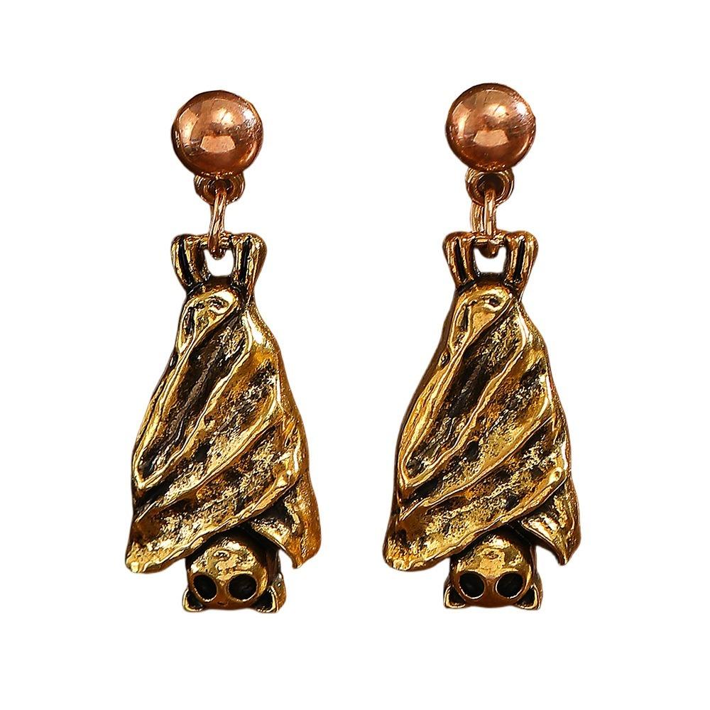 Gothic Style Halloween Upside-Down Bat Earring Stud Zinc Zinc Alloy Inverted Bat Earring Stud Women