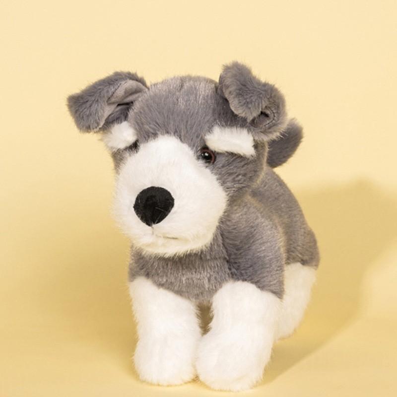 

Мягкая плюшевая игрушка в виде шнауцера с коротким ворсом — идеальный подарок для детей и коллекционеров. серый