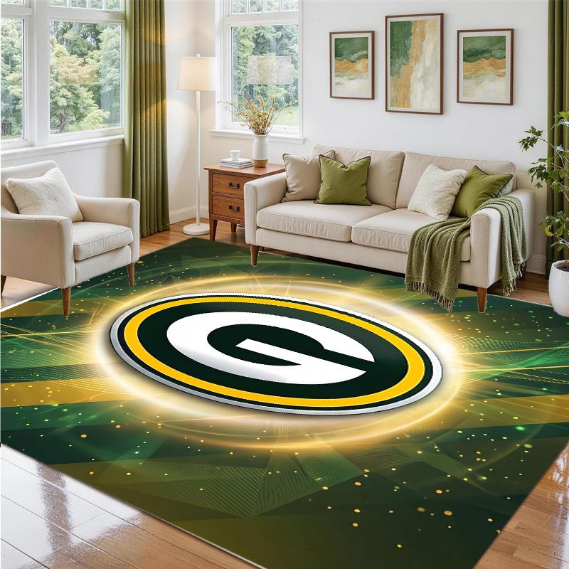 Green Bay Packers Design Crystal Velvet Rug Soft Decorative Mat for Bedroom Entrance