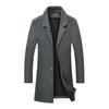 Hombres Otoño Invierno Gabardina Gruesa Manga Larga Cuello Vuelto Slim Fit A Prueba de Viento Color Sólido Un Solo Pecho Botones de Longitud Media Hombres Chaqueta Formal