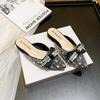 2026 New Women Summary Shoes Slipper Girl Sweet Crystal Bowknot Bling Casual Sandals Heels Mules Shoes