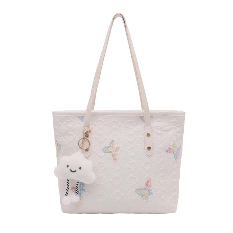 Traditional Chinese Embossed Floral Canvas Handbag With Inner Pocket For Casual Outings
