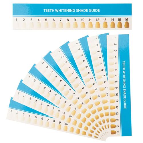 

Framendino Paper Teeth Shade Guide, 50-Pack, Whitening Comparison Shade Chart for Home Use