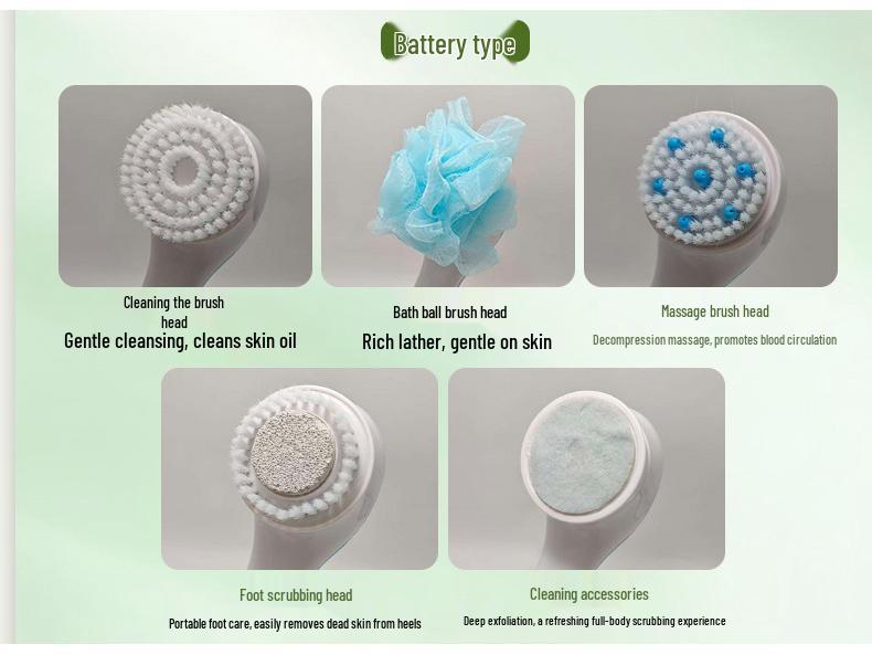 Long-Handled Electric Exfoliating Bath Brush - Automatic Back Scrubber for Removing Dirt & Dead Skin