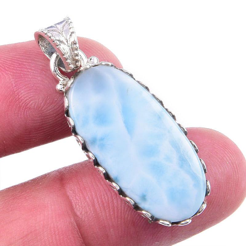 

Natural Republic Larimar Gemstone 925 Solid Sterling Silver Pendant 1.50 D3H46