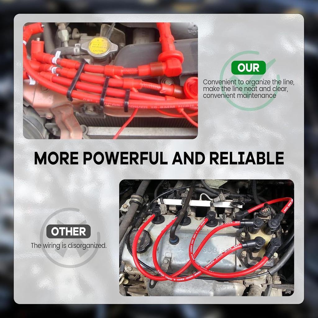 12PCS Spark Plug Wire Separator, Ignition Spark Plug Wire Holders for 7mm 8mm 8.5mm 8.8mm Wires, Black Engine Wire Loom (Black)