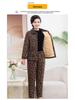 Hengyuanxiang Women's Winter Pajama Set: Cotton Padded Jacket & Pants with Velvet Lining for Middle-Aged and Elderly