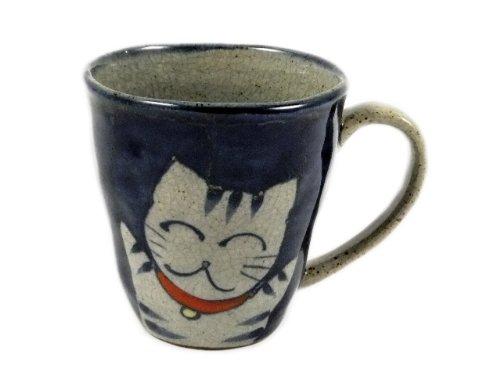 Arita Hasami Ware Shoho Kiln Banzai Cat Pair of Mugs