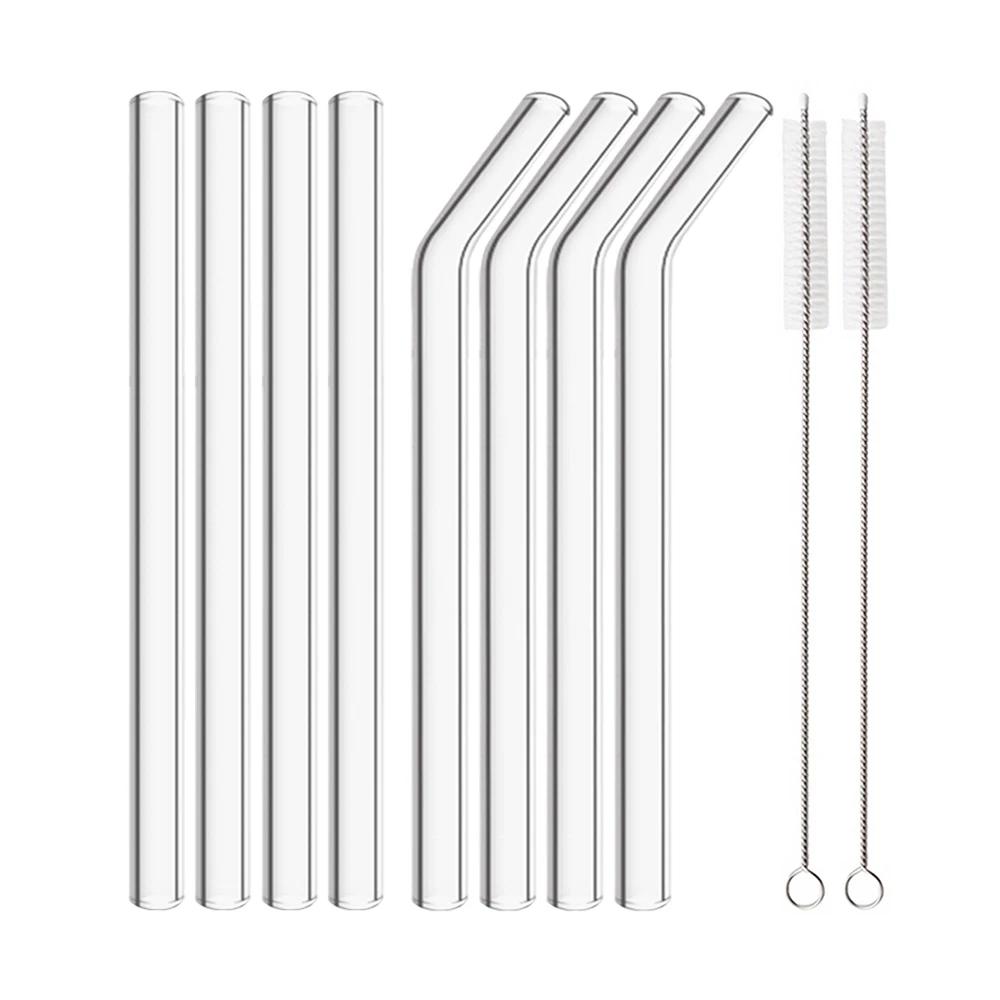 High Borosilicate Glass Straw Set Reusable Straw 12mm Wide Smoothie Straw for Bubble Tea Milkshakes Drinking for Bar Accessories