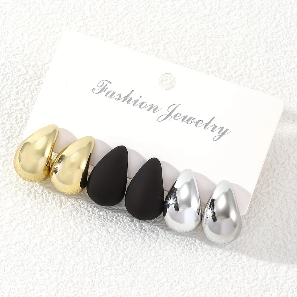 Punk Trendy Thick Water Drop Stud Earrings Fashion Multi Color Geometric Earrings Women's Aesthetic Party Zircon Gifts