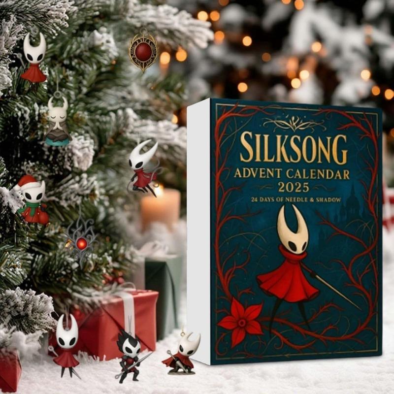 Hollow Knight Silksong Advent Calendar 2025, 24 Days Christmas Countdown, 2D Flat Acrylic Hanging Decor for Christmas Tree, for Game Lover