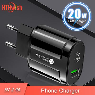 20W Dual USB Ladegerät EU UNS Stecker Wand Lade Typ C PD Handy Ladegerät Für iPhone12 11 Samsung Xiaomi Netzteil Adapter