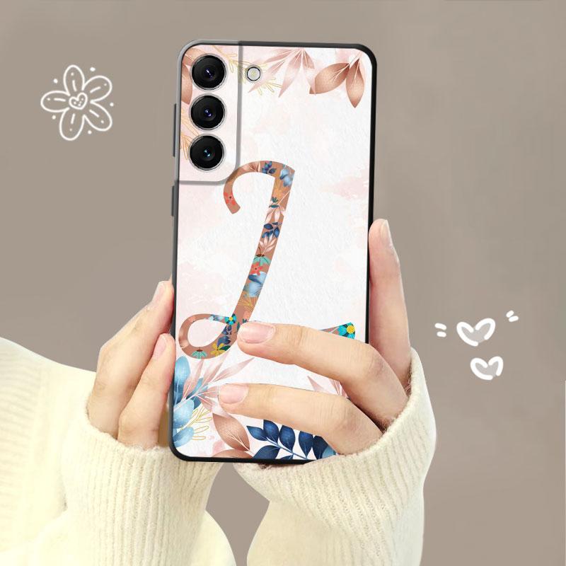 Handyhülle für Samsung Galaxy S23 S22 S21 S20 Fe Ultra S10 S9 S8 Plus Note 20ultra 10plus Hülle Blumenmuster Blatt Buchstabe Kunst