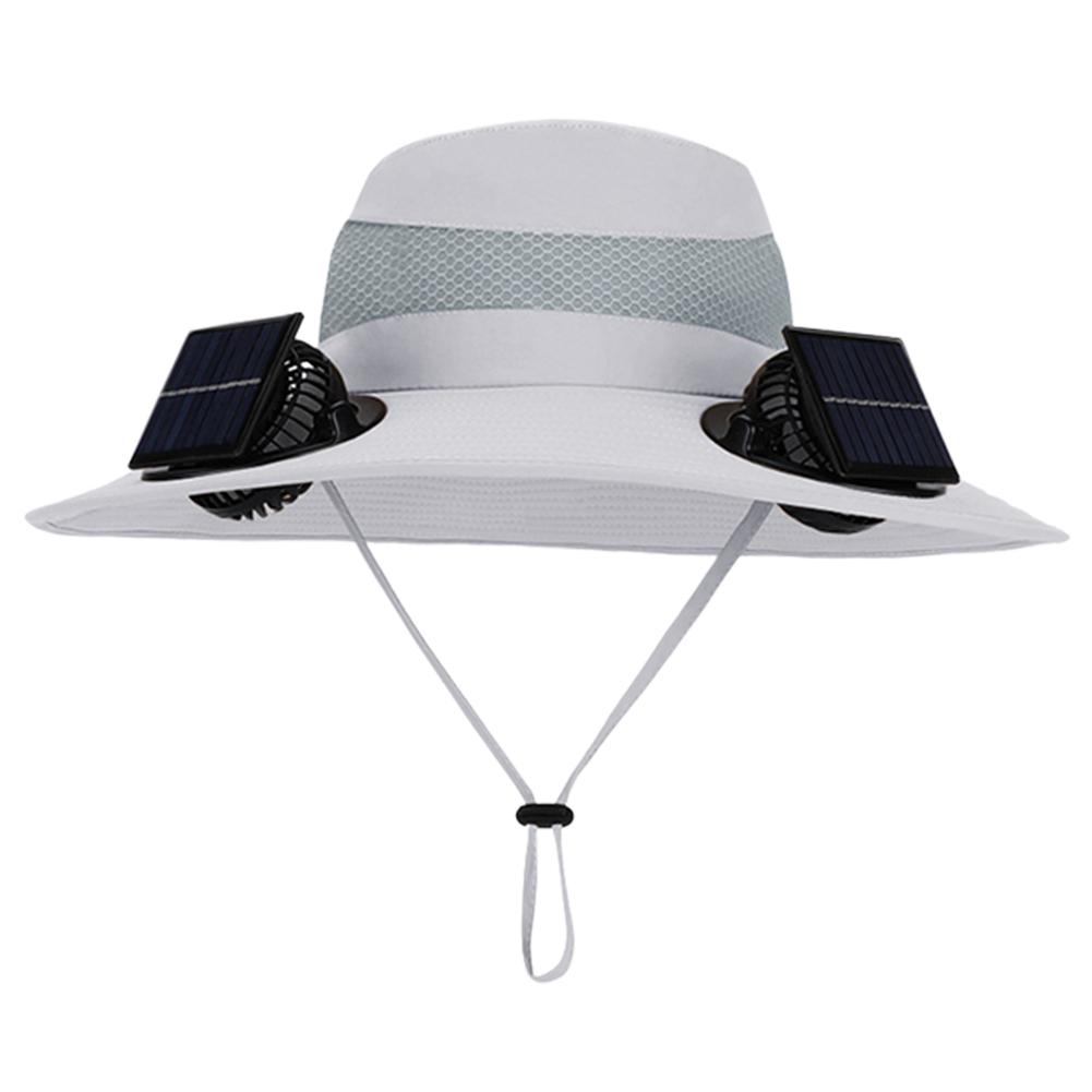 Solar Fan Hat with Solar/Charging Fan Sunshade Fishing Hat Waterproof Large Edge Cooling Hat for Outdoor Riding Hiking Fishing