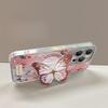 Rose Butterfly Magnetic Snap Bracket Applicable To Apple 16pro Mobile Case 15 Full-inclusive Lens Film 14 Anti-fall 13 Feather Yarn