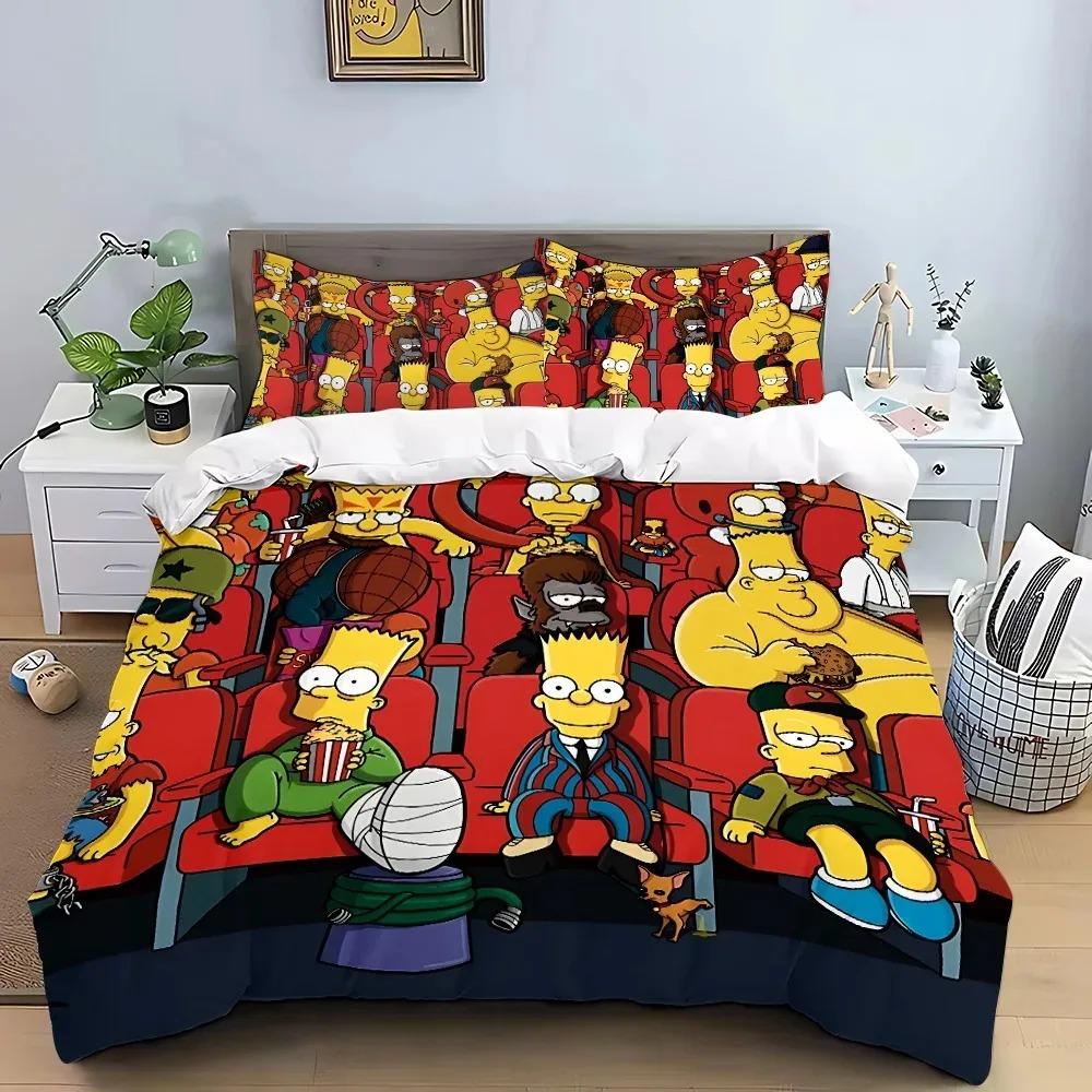 

The Simpsons Bedding Set Quilt Cover Pillowcase Game Cartoon Decoration Bed Spead Bedroom Duvet Cover Bedding Suit Kid Xmas Gift 135x200cm