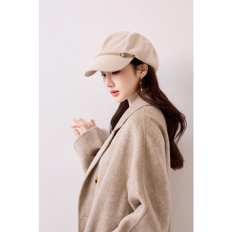 Korean Style Autumn Winter Women Large Head Circumference Octagonal Hat