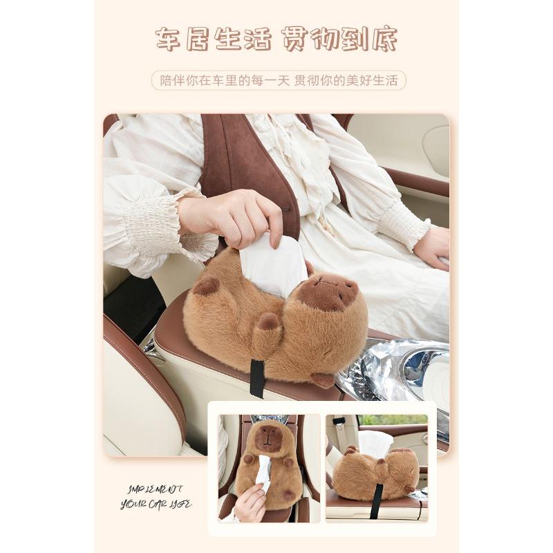 Cute Capybara Plush Hanging Tissue Box For Car And Home