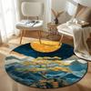 Contemporary Round Moon Multicolor Rug Mat, Non-Slip Floor Mat for Nursery