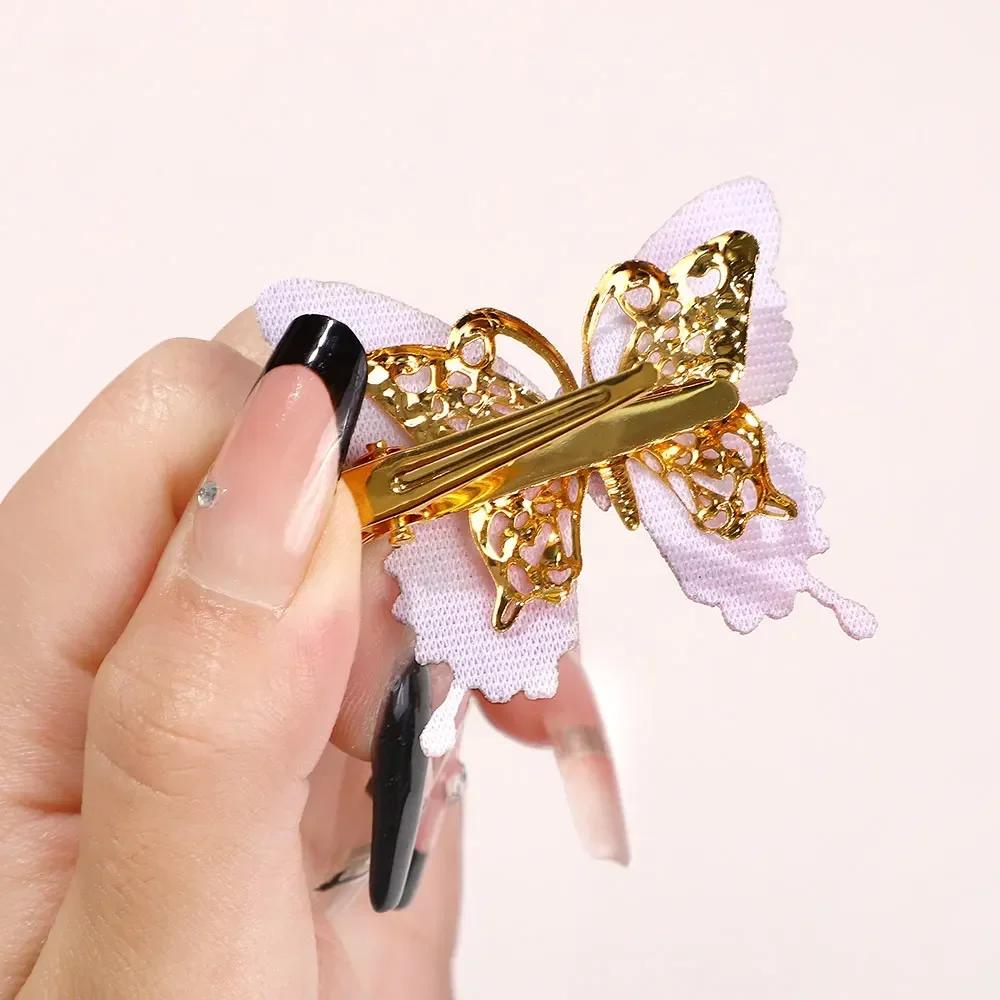 6Pcs Korean Style Sequin Butterfly Hair Clip Pearl Metal Bow Hair Bangs Hairgripes Women Girl Fashionable Hair Accessories