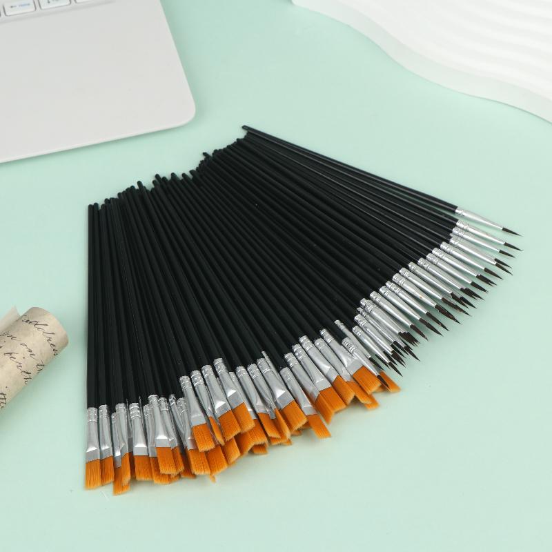 50-160pcs Nylon Brush Acrylic Detail Painting Thin Hook Line Pen Professional Paint Brush Kit Art Supplies