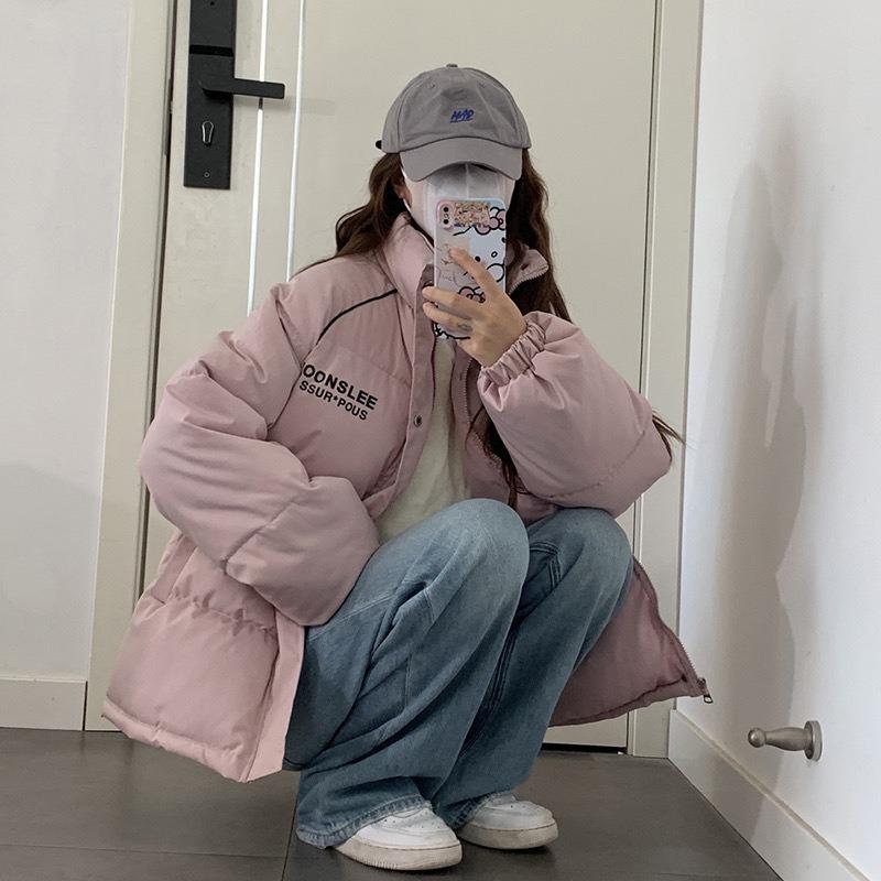 Winter down padded clothes female loose student padded jacket bread clothes couple thickened padded clothes Korean style